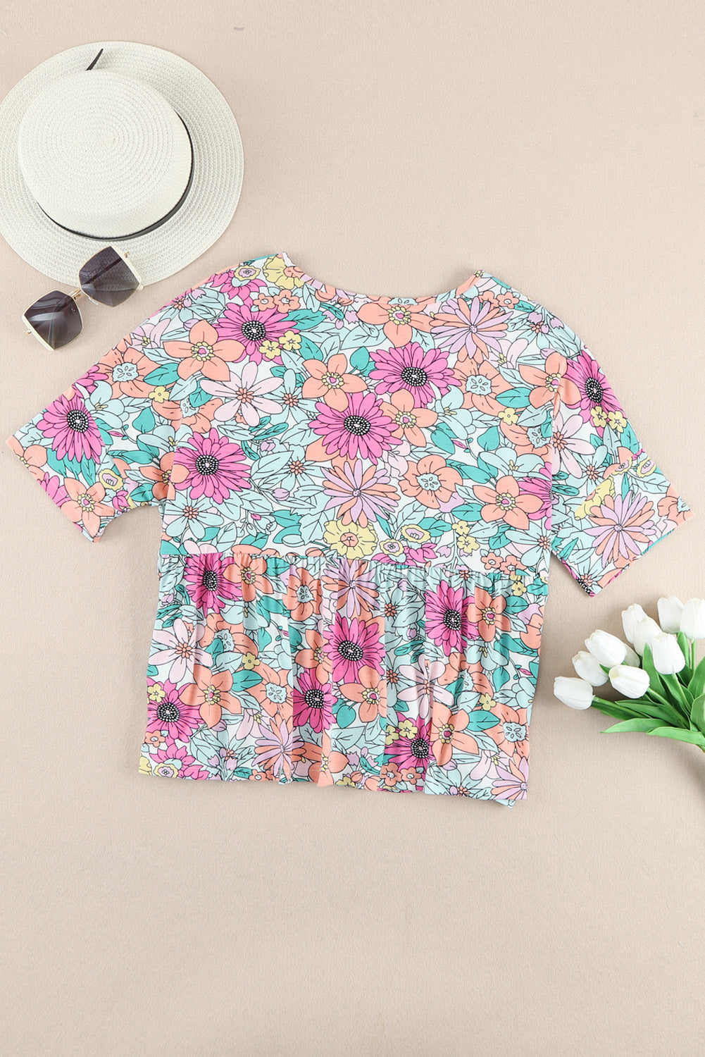 Sky Blue Pocket Short Sleeve Drawstring Lounge Set