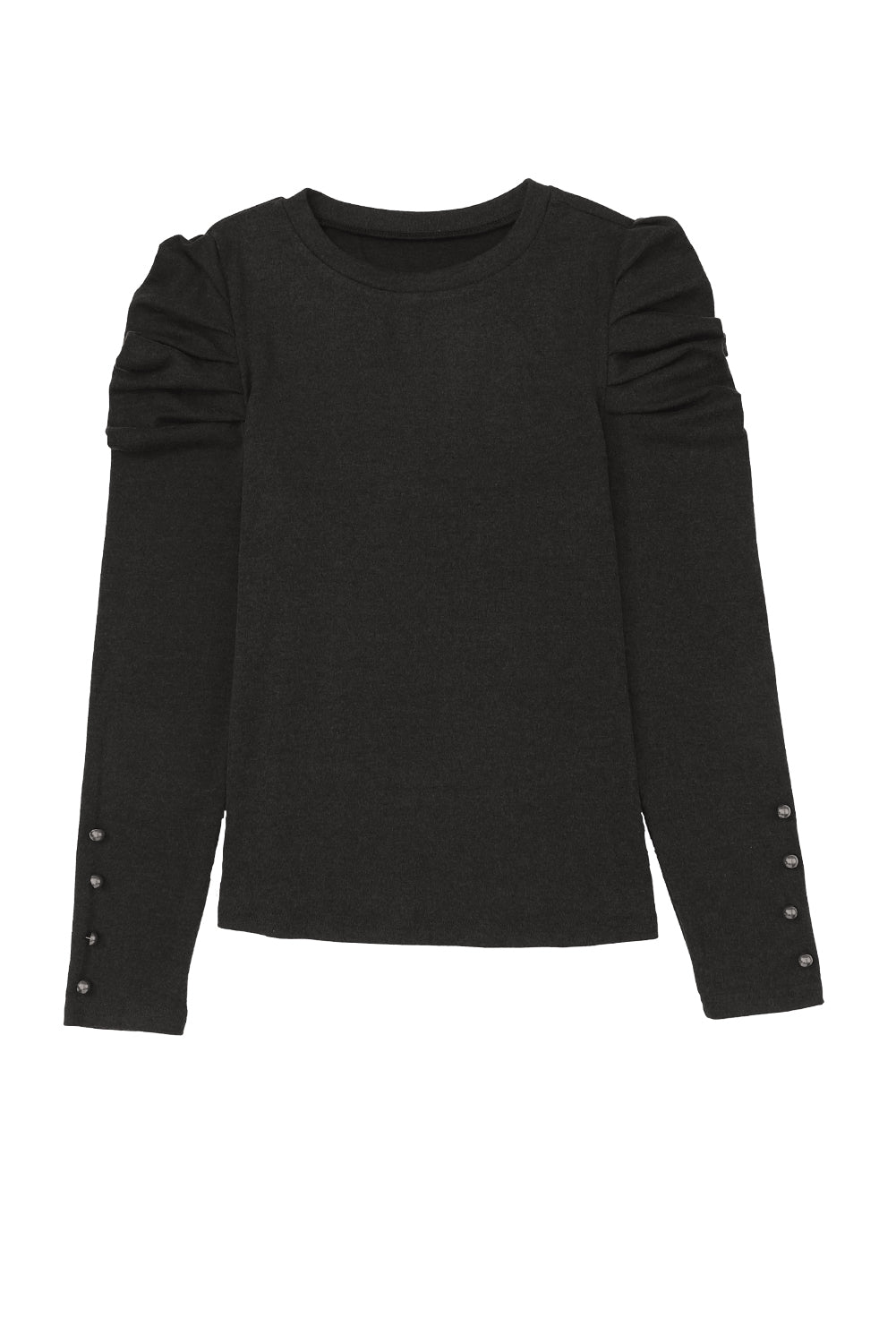 Green Buttoned Puff Long Sleeve Sheath Top
