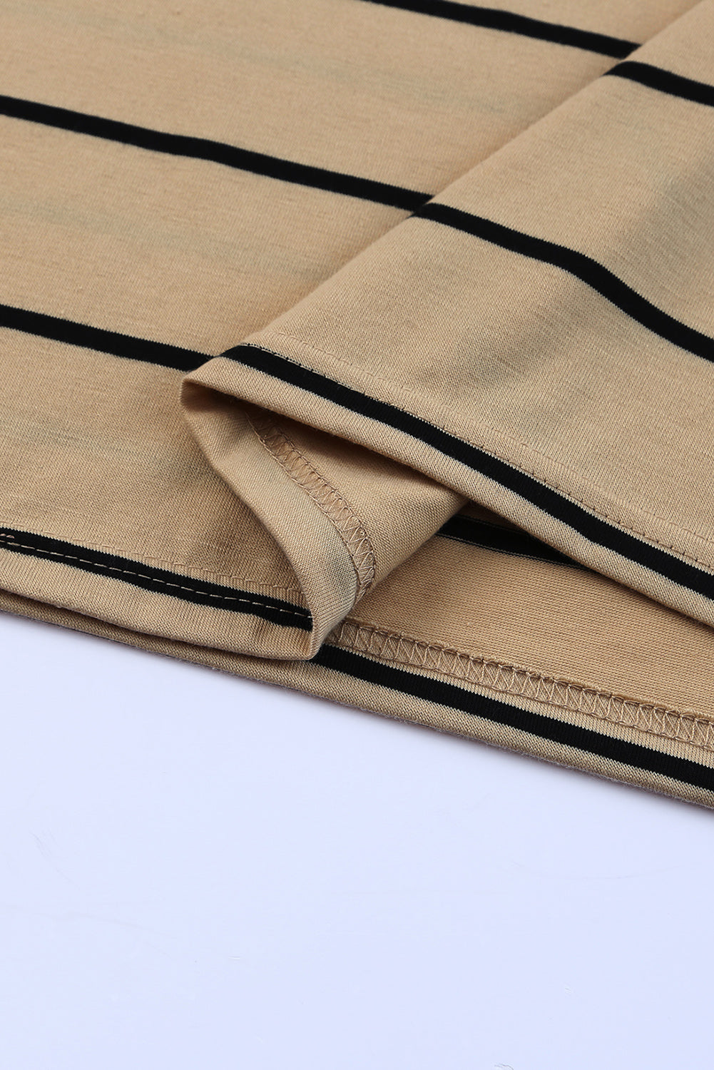 Khaki Stripe Print Open Back Sleeveless Maxi Dress with Slits