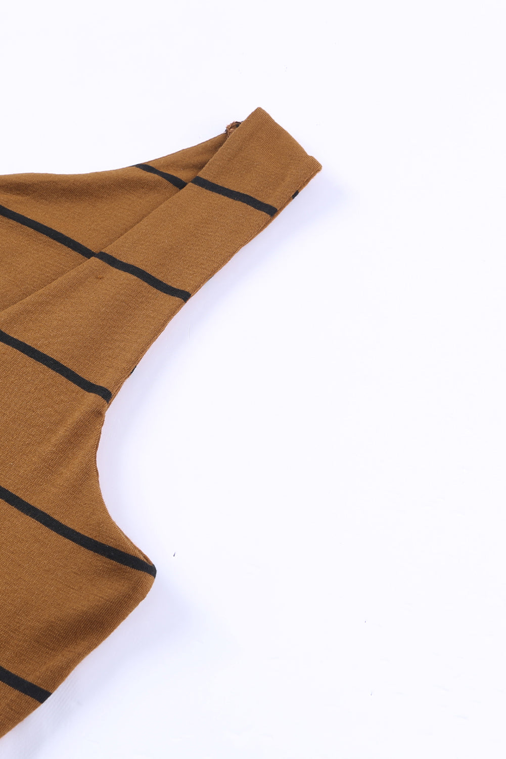 Khaki Stripe Print Open Back Sleeveless Maxi Dress with Slits