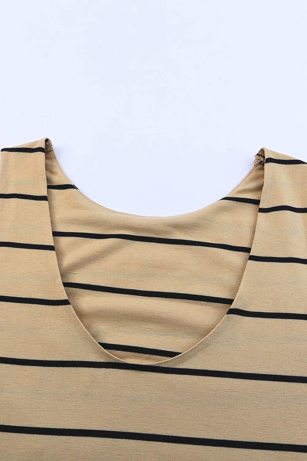 Khaki Stripe Print Open Back Sleeveless Maxi Dress with Slits