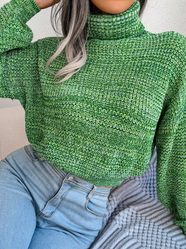 Women's Lantern long sleeve high neck knitted sweater