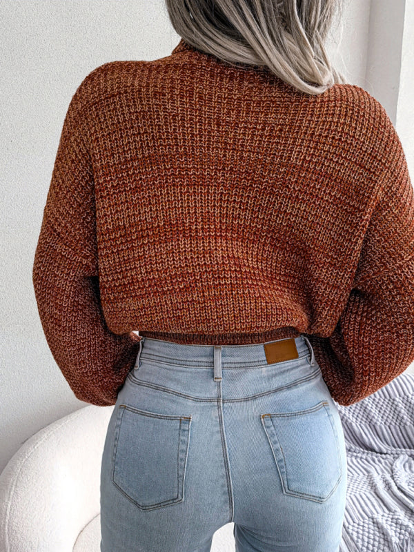 Women's Lantern long sleeve high neck knitted sweater