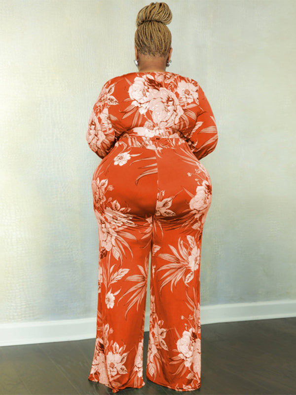 Green Flower Print Jumpsuit