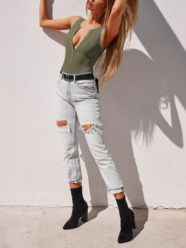 Women's Knitted Sexy Ribbed Skinny Sleeveless