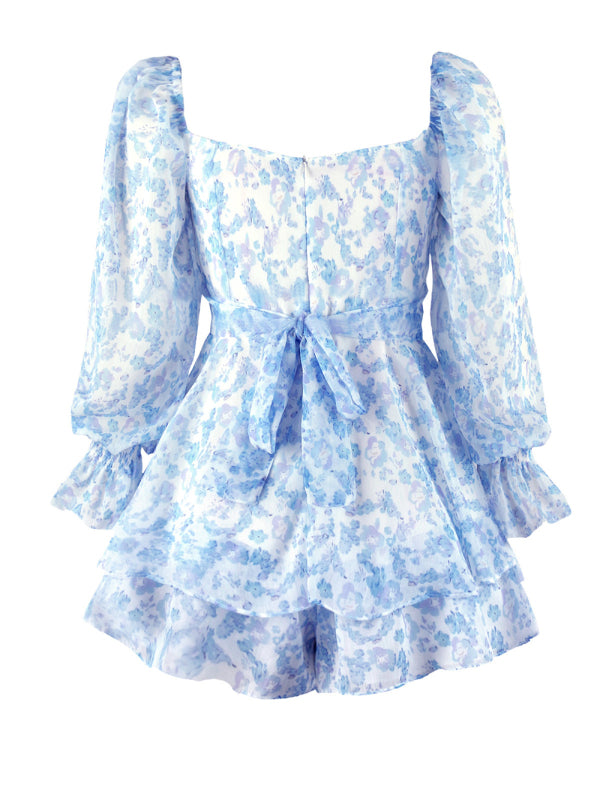 Lantern lotus leaf long-sleeved printed jumpsuit