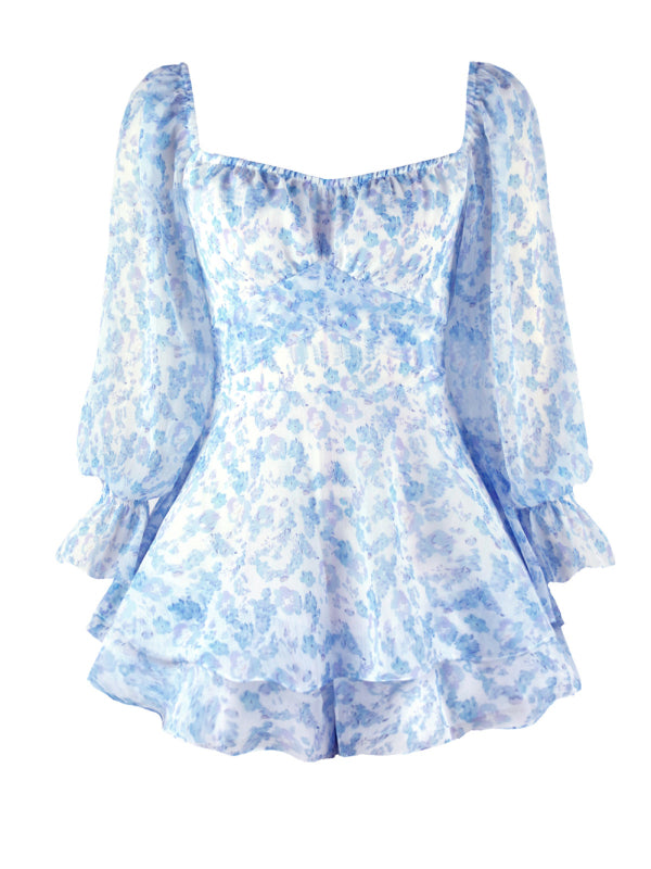 Lantern lotus leaf long-sleeved printed jumpsuit