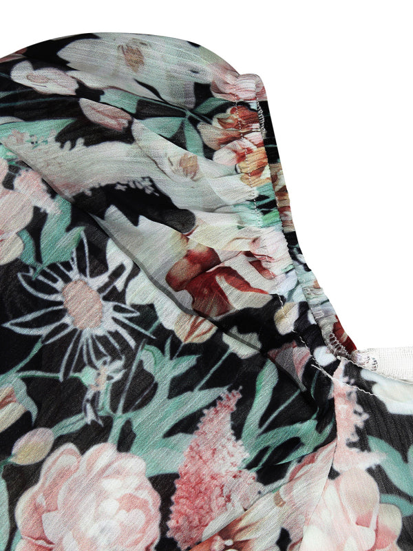 Lantern lotus leaf long-sleeved printed jumpsuit