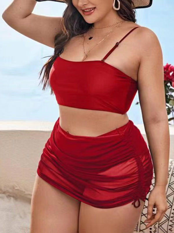 Leopard Print Bottoms & Spaghetti Strap Top Swimsuit Set