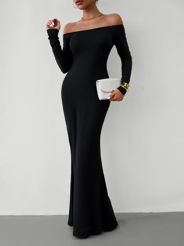 Fashion women's new sexy and elegant slim one-shoulder dress