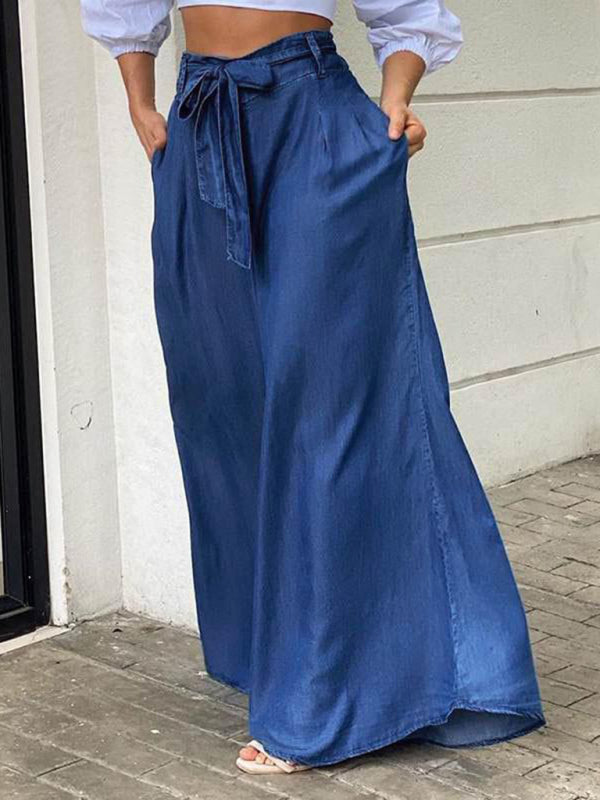 High Waisted plus size Denim Maxi Skirt
