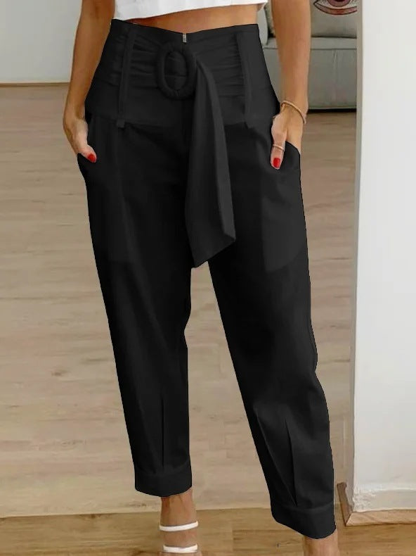 Women's Casual Cropped High Waist Pants