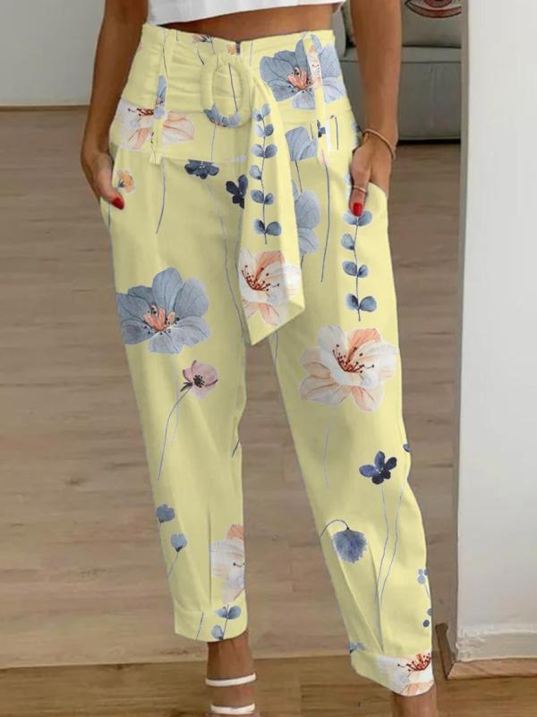 Women's Casual Cropped High Waist Pants