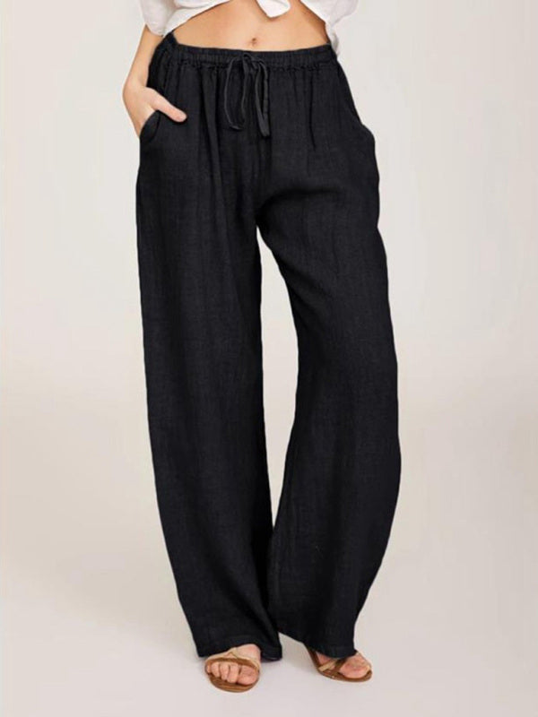 Women's Casual Cotton Loose Pocket Drawstring Pants