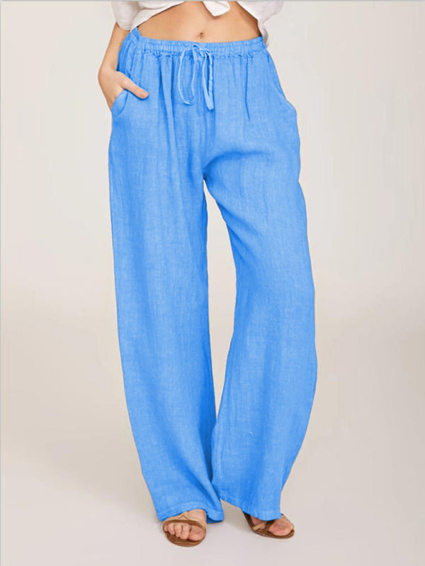 Women's Casual Cotton Loose Pocket Drawstring Pants