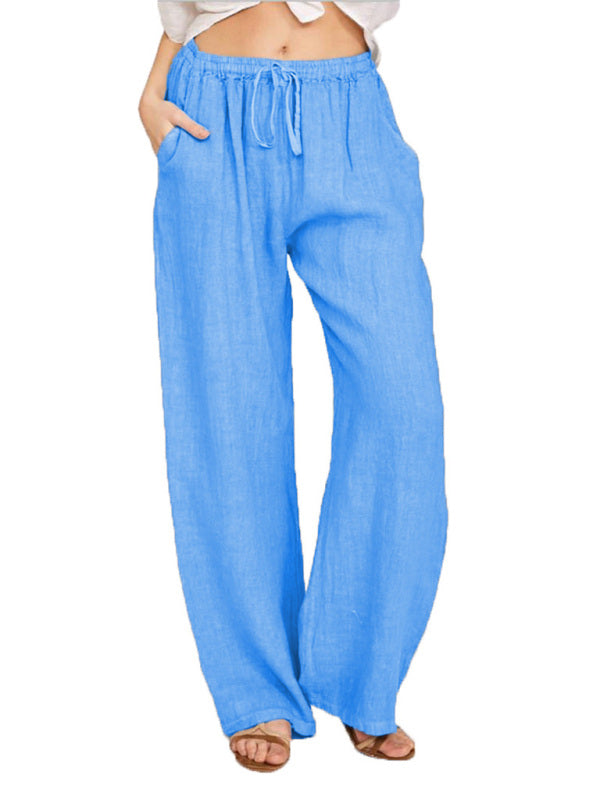 Women's Casual Cotton Loose Pocket Drawstring Pants