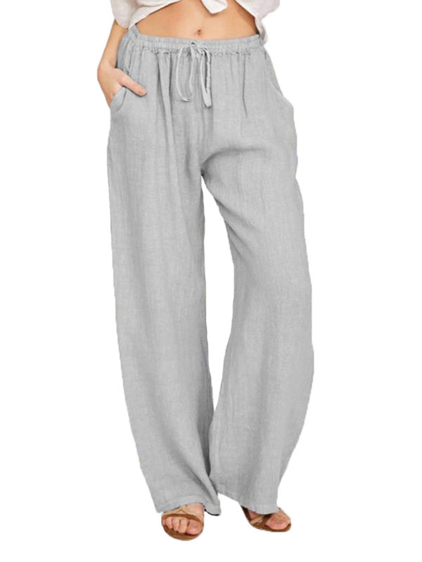 Women's Casual Cotton Loose Pocket Drawstring Pants