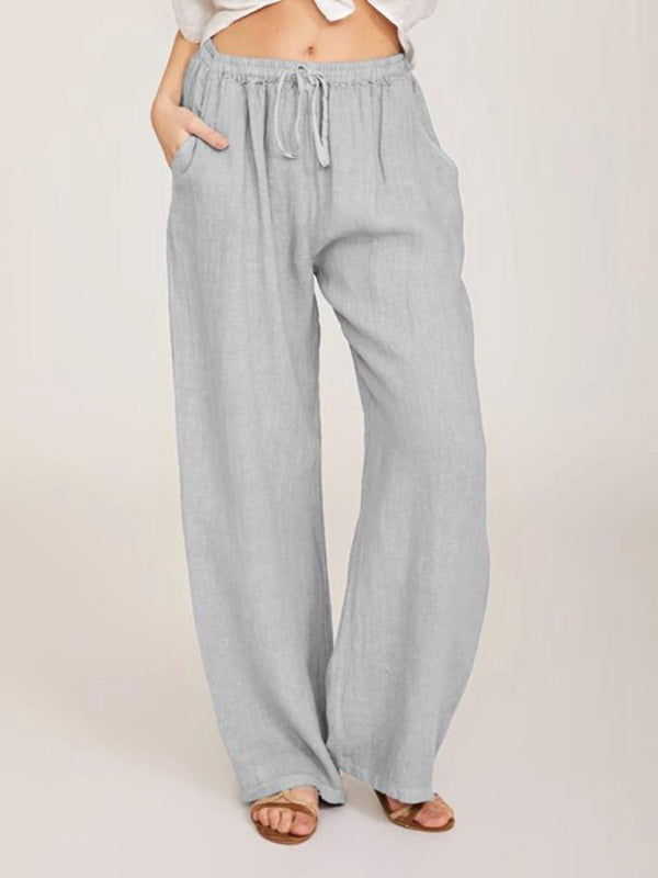 Women's Casual Cotton Loose Pocket Drawstring Pants