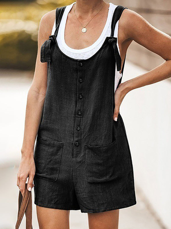 Ladies Daisy Cotton Linen Romper