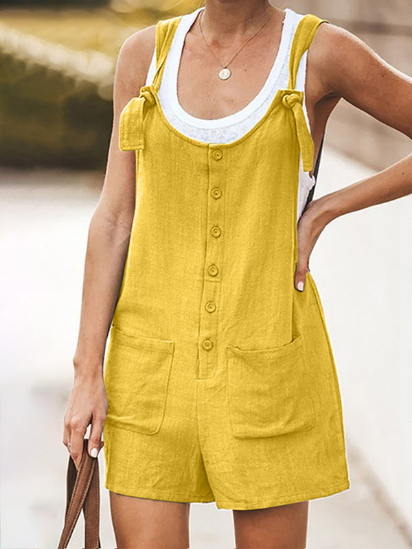 Ladies Daisy Cotton Linen Romper