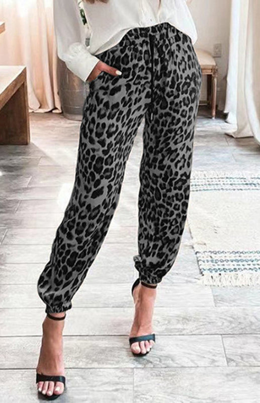 Women's Pants Leopard Print Stretch Waist Casual Pant
