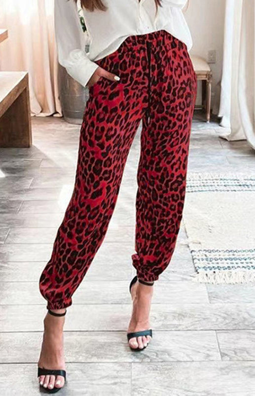 Women's Pants Leopard Print Stretch Waist Casual Pant