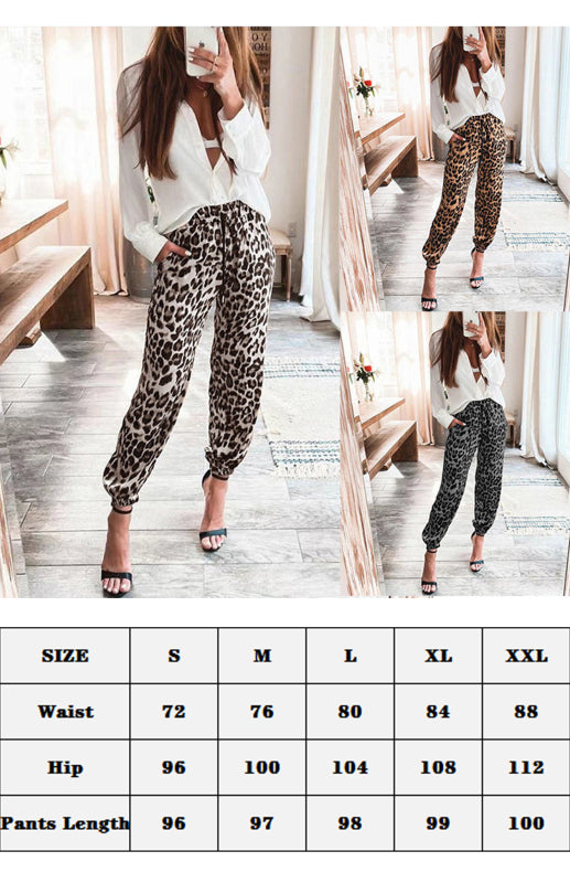 Women's Pants Leopard Print Stretch Waist Casual Pant