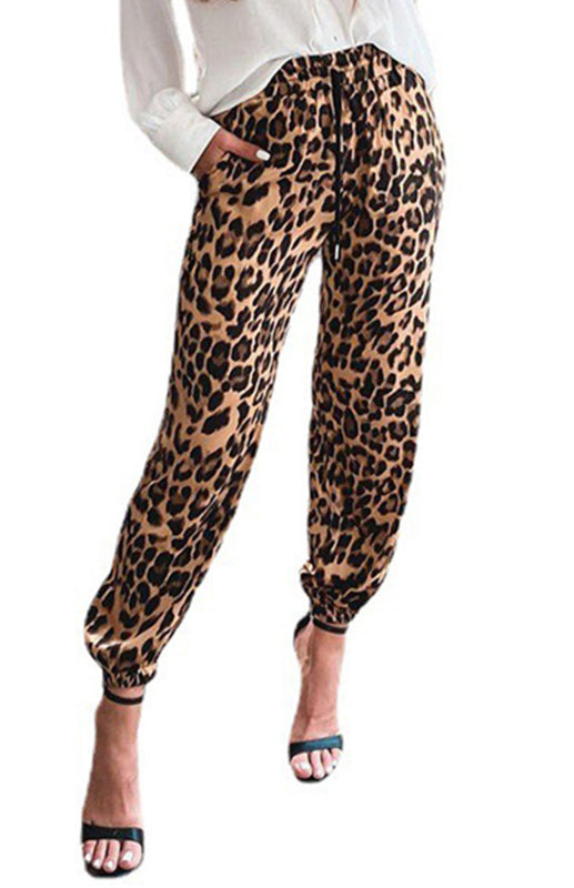 Women's Pants Leopard Print Stretch Waist Casual Pant