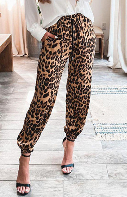 Women's Pants Leopard Print Stretch Waist Casual Pant
