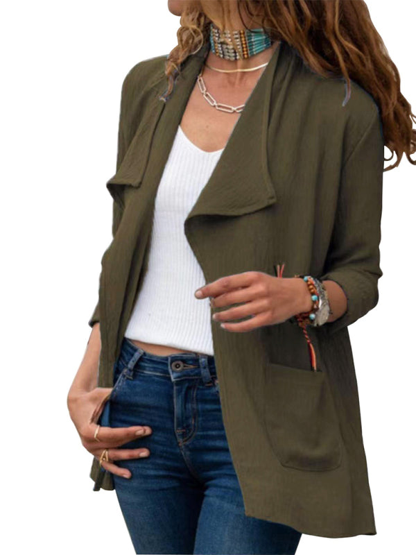 Solid Color Short Casual Versatile Cardigan Coat