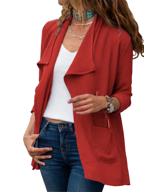 Solid Color Short Casual Versatile Cardigan Coat