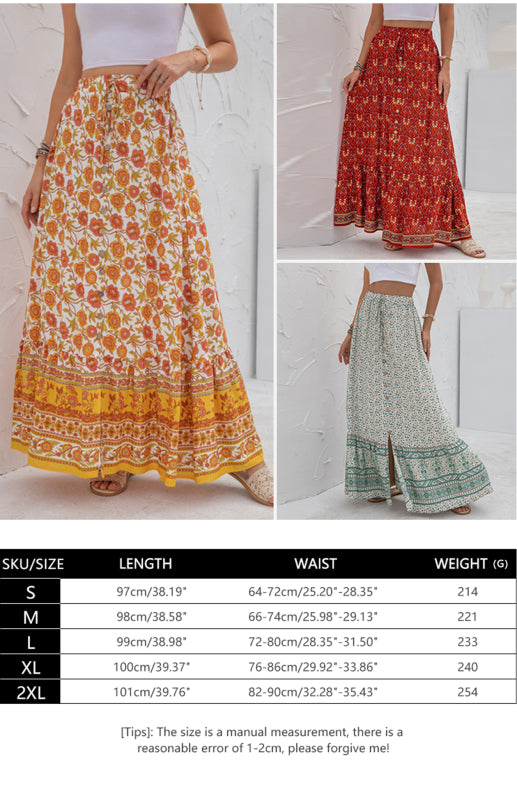 Women's High-Waisted Fashion Printed Flounce Skirt