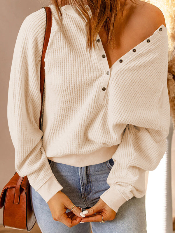 Women's Casual Loose Button Open Lazy Top