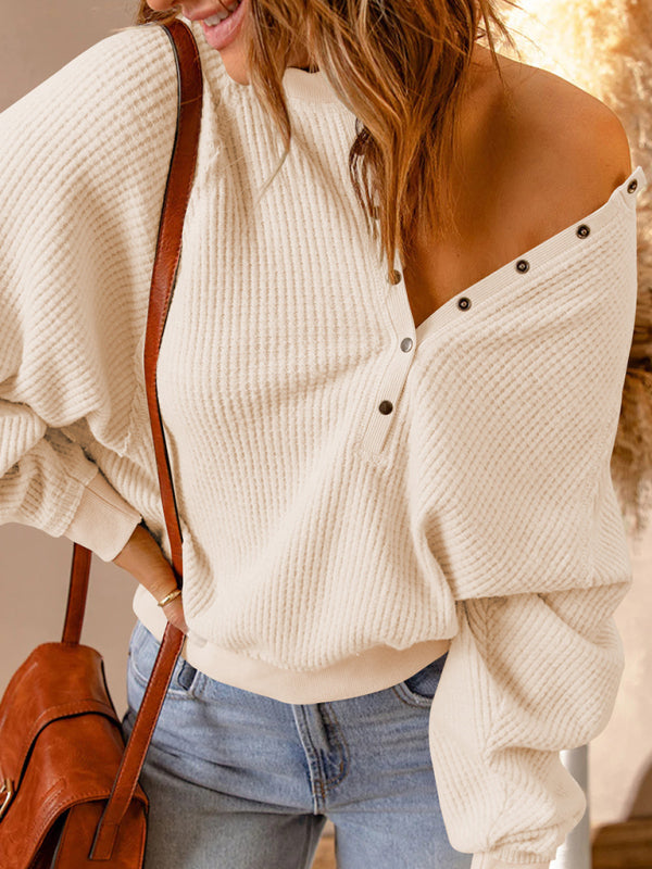 Women's Casual Loose Button Open Lazy Top