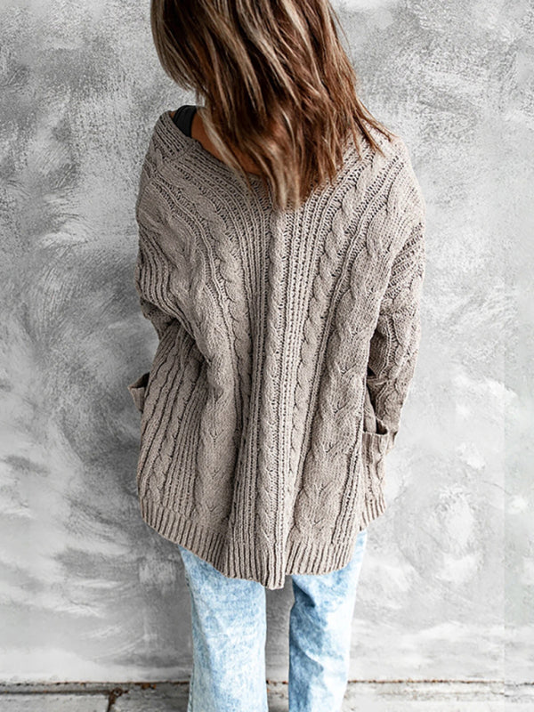 Women's Solid Color Long Sleeve Mid Length Casual Sweater