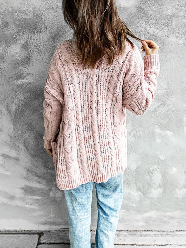 Women's Solid Color Long Sleeve Mid Length Casual Sweater