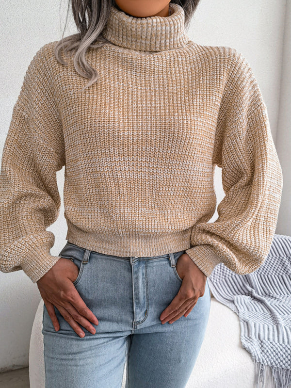 Women's Lantern Drop Sleeve Turtleneck Knit Sweater