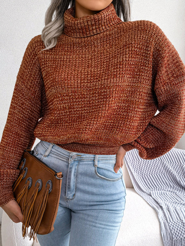 Women's Lantern Drop Sleeve Turtleneck Knit Sweater
