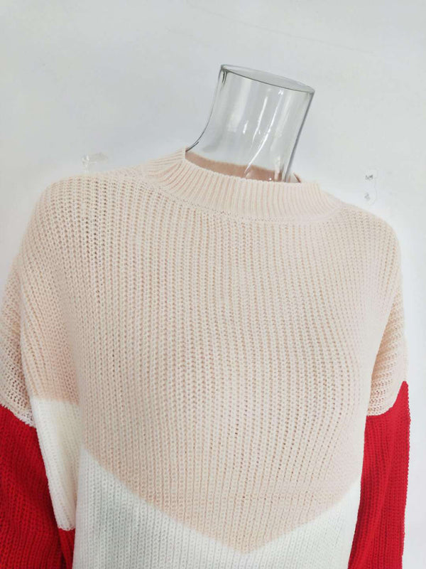 Women’s Chevron Crew Neck Long Sleeves Sweater