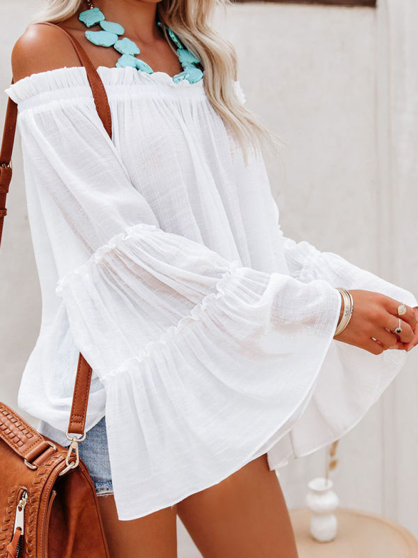Women's Trumpet Sleeve Sexy Spring Summer Top Fashion Loose T-Shirt