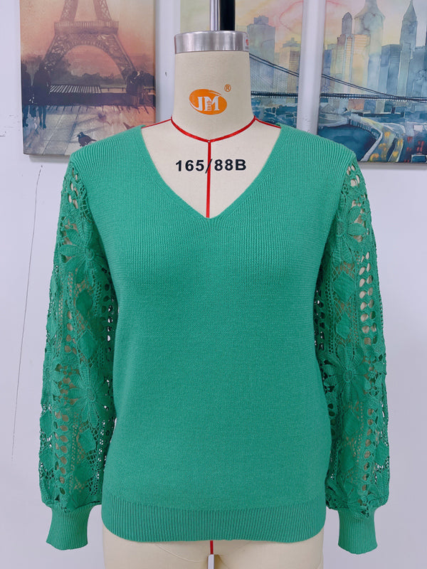 knitted pullover loose solid color sweater