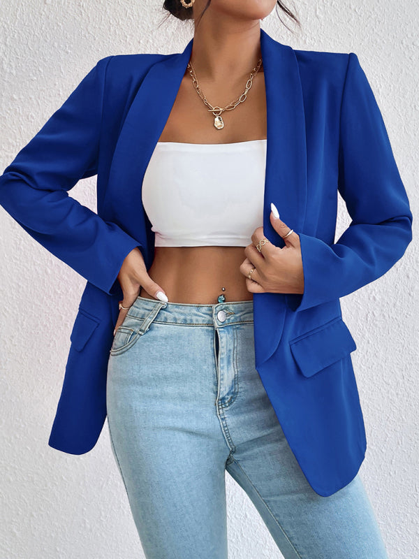 Temperament commuter solid color lapel long-sleeved small suit jacket