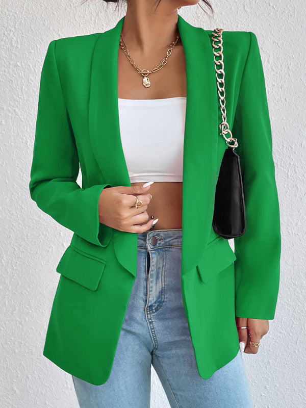 Temperament commuter solid color lapel long-sleeved small suit jacket