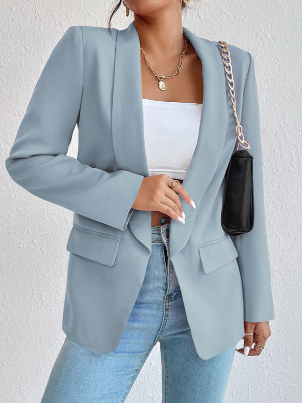 Temperament commuter solid color lapel long-sleeved small suit jacket