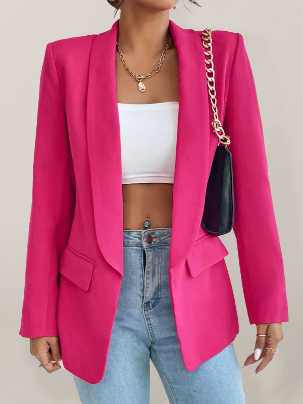 Temperament commuter solid color lapel long-sleeved small suit jacket