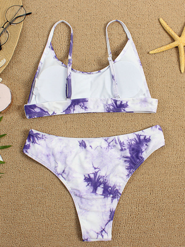 Two-piece swimsuit sexy tie-dye gradient push-up bikini