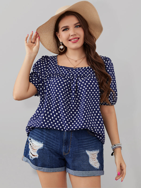 Chiffon Round Neck Polka Dot Top