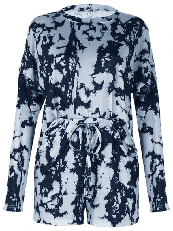 Summer Tie-Dye Print Long-Sleeved Loungewear Set