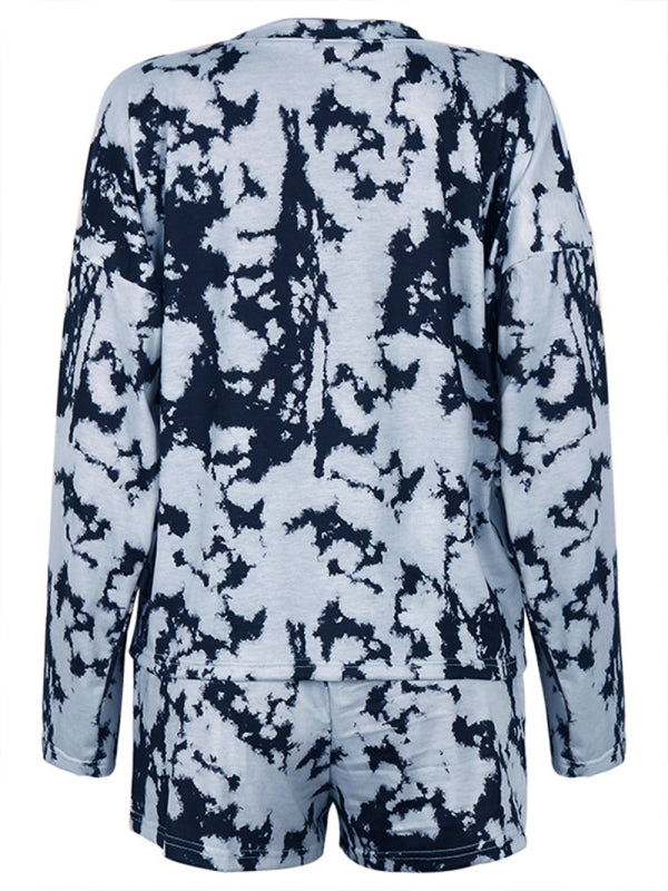 Summer Tie-Dye Print Long-Sleeved Loungewear Set