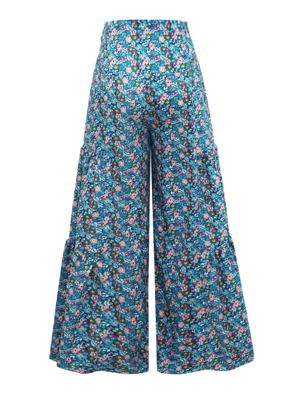 Women's printed loose casual holiday wind strappy wide-leg pants